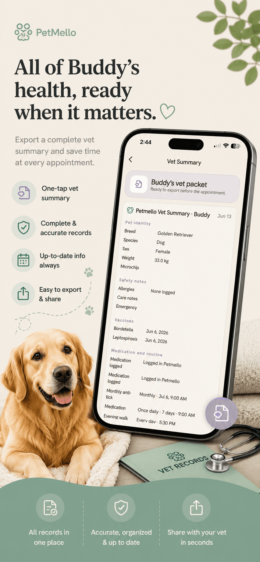 All your pet's health, in one place